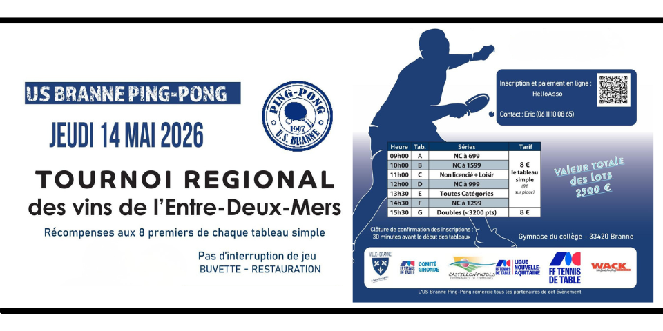 Tournoi Régional - 14 mai 2026 - Branne (33)