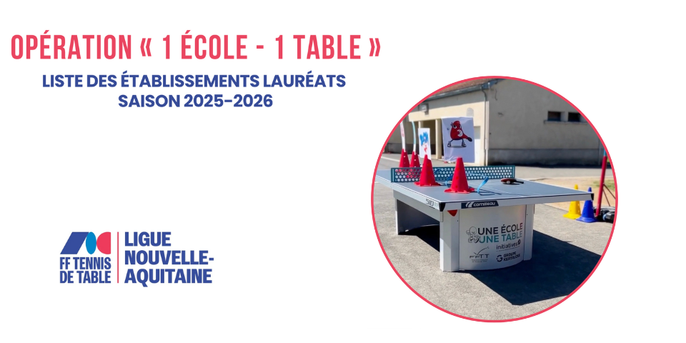 Opération 1 école, 1 table - Saison 2025-2026