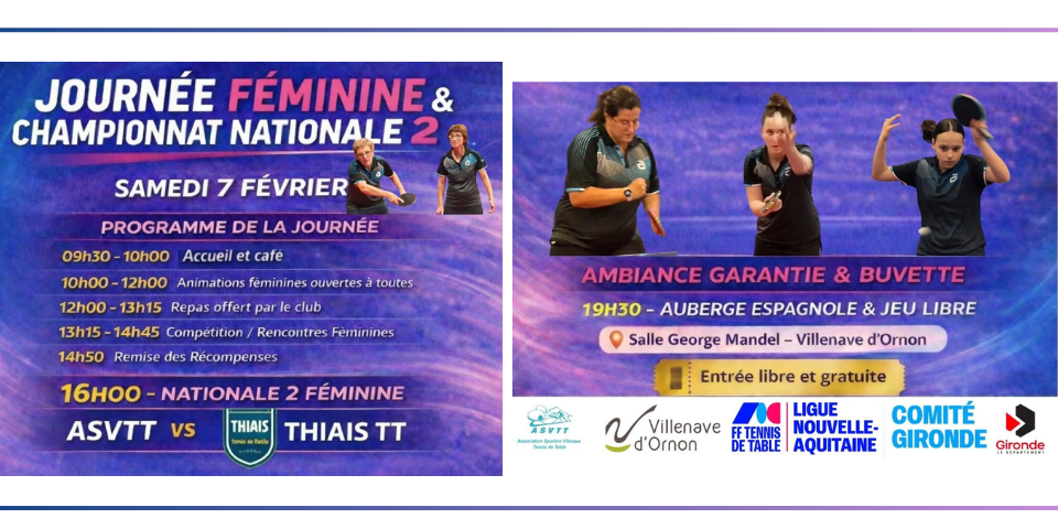 Journée féminine & Championnat Nationale 2 - 7 février 2026 - Villenave d'Ornon