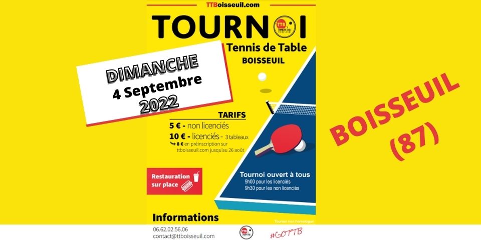 Tournoi Promotionnel de Boisseuil (87) - 4 septembre 2022