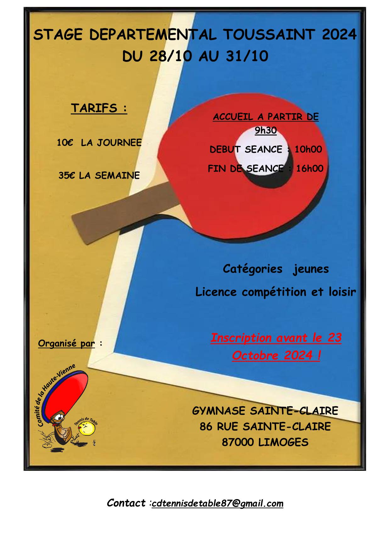 AFFICHE STAGE TOUSSAINT 1