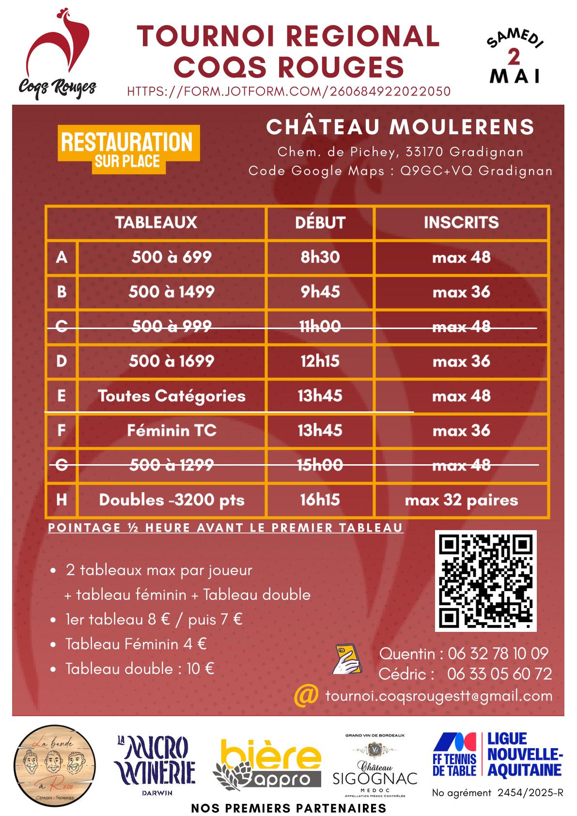 Annonce Tournoi 2026 Coqs 2