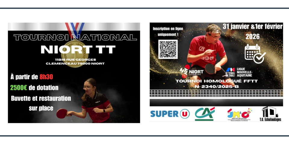 Tournoi National B - 31 janvier & 1er février 2026 - Niort (79)