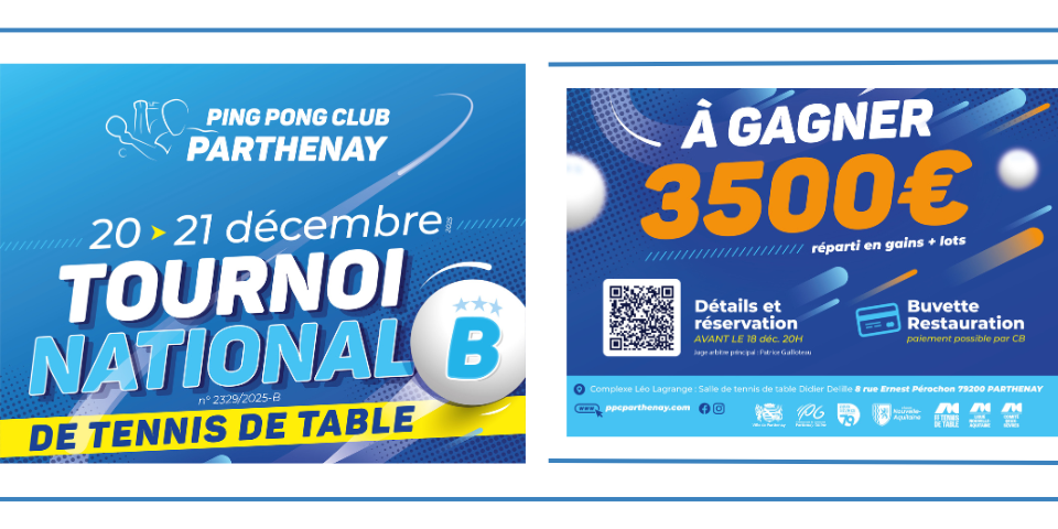 Tournoi National B - 20 & 21 décembre 2025 - Parthenay (79)