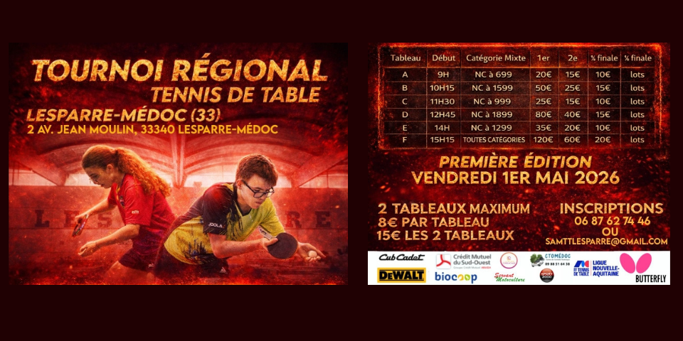 Tournoi Régional - 1er mai  2026 - Lesparre (33)