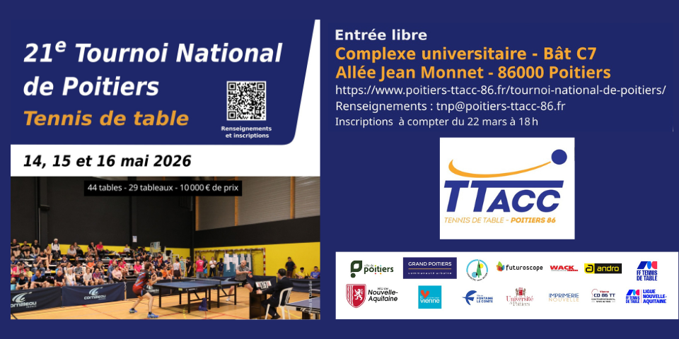 Tournoi National - 14 - 15 et 16 mai 2026 - Poitiers (86)