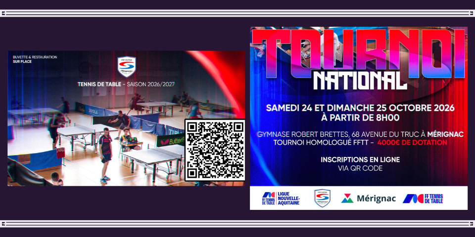 Tournoi National B - 24 & 25 octobre 2026 - Mérignac (33)