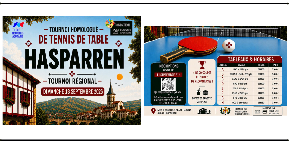 Tournoi Régional - 13 septembre 2026 - Hasparren (64)